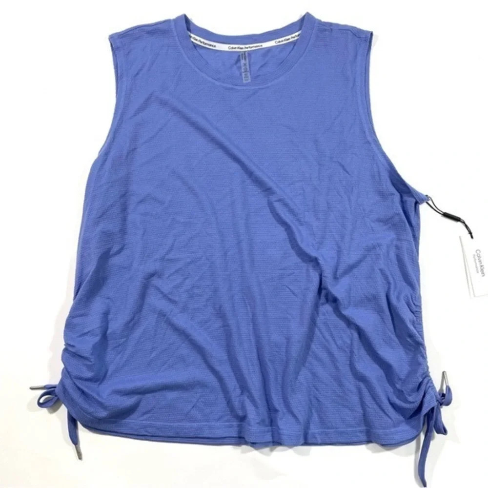 CK Calvin Klein Performance Ruched Tank Top Blue Purple
